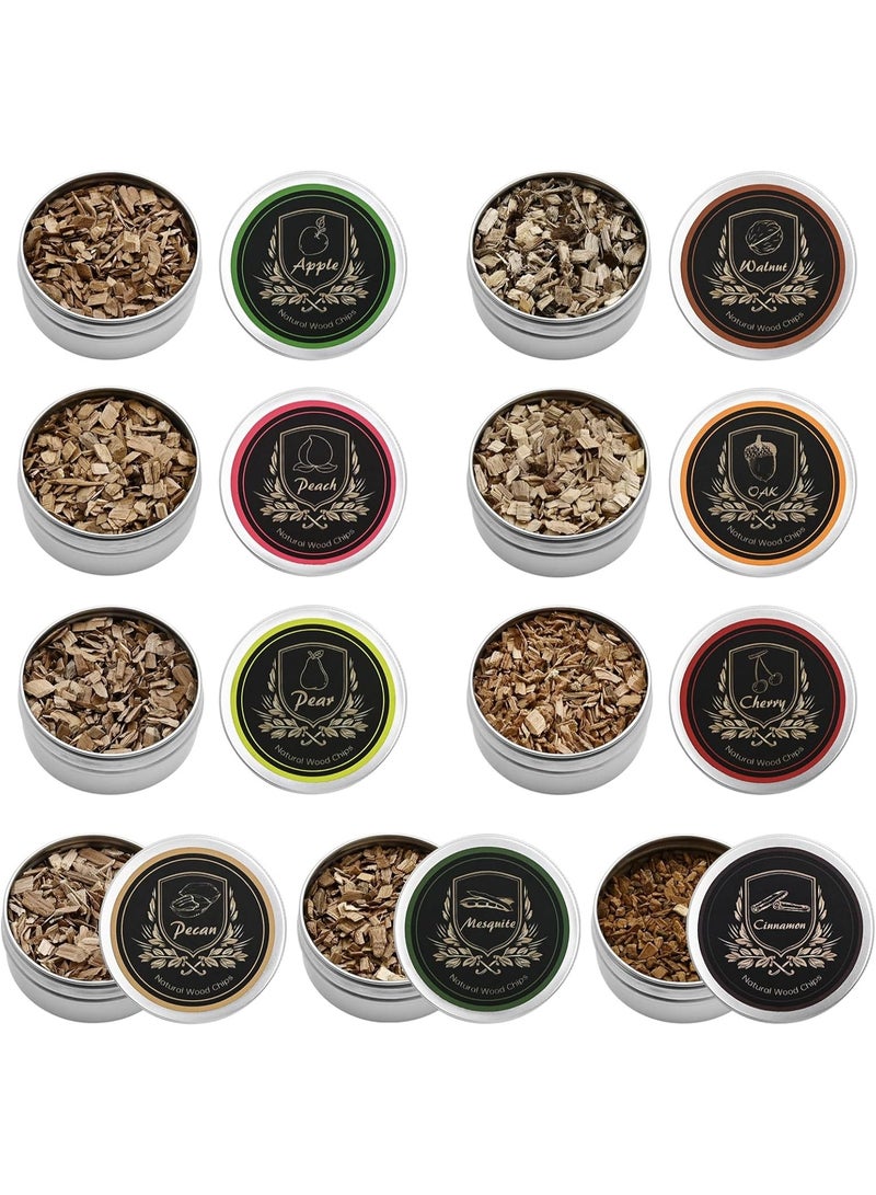 Smoky Crafts Smoking Wood Chips Smoker, 9 Flavors Natural Wood Chips Including Cherry, Apple, Oak, Peach, Walnut, Pear, Pecan, Mesquite, Cinnamon for Husband Father's Gift Smoke Gun Cocktails Drinks Food  - Image 1