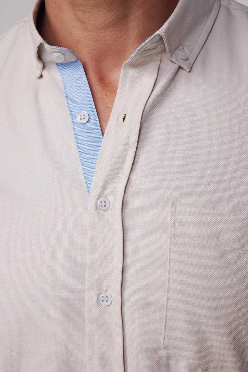 تودورس Classic Fit Cotton Plain Stone Color Men's Shirt