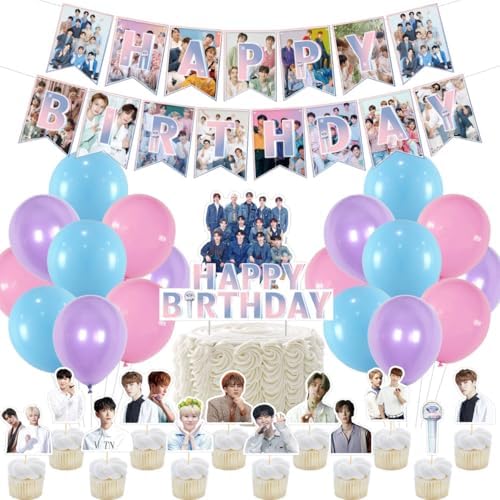 YiYiXiXi 1 Birthday 7 Decorations Gift SetBirthday Party Supplies Includes Banners Cake Topper 12 Cupcake Toppers - Image 1