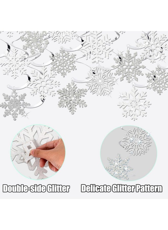 30Pcs Winter Snowflake Hanging Swirl Decorations, White Silver Christmas Glitter Snowflake Hanging Swirls Ornaments Ceiling Streamers for Xmas Winter Wonderland Frozen New Year Birthday Party Supplies - pzsku/ZD8C97A751E53AB805C2CZ/45/_/1741329898/46390872-bce4-4e09-8ead-35df2ab7e241