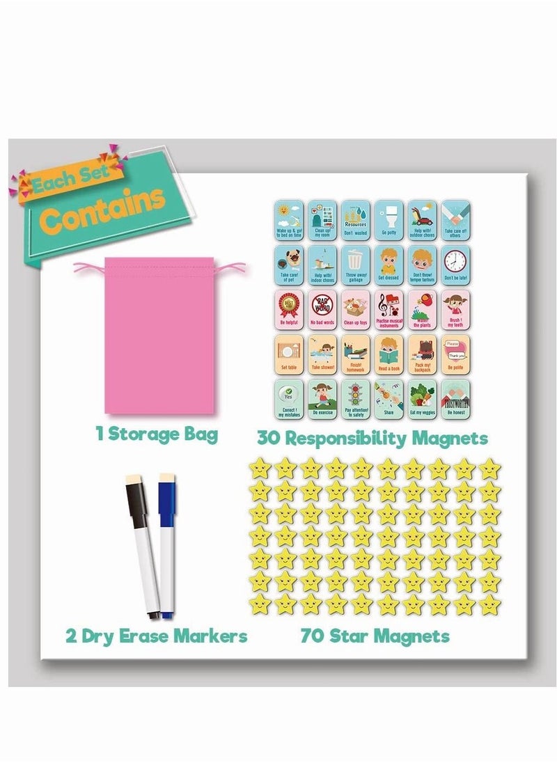 PYEBE - Magnetic Star Reward Chart for Kids Magnetic Chore Chart for Refrigerator  17.32‘’x11.7‘’ for Wall or Refrigerator Good Behavior Charts - Image 1
