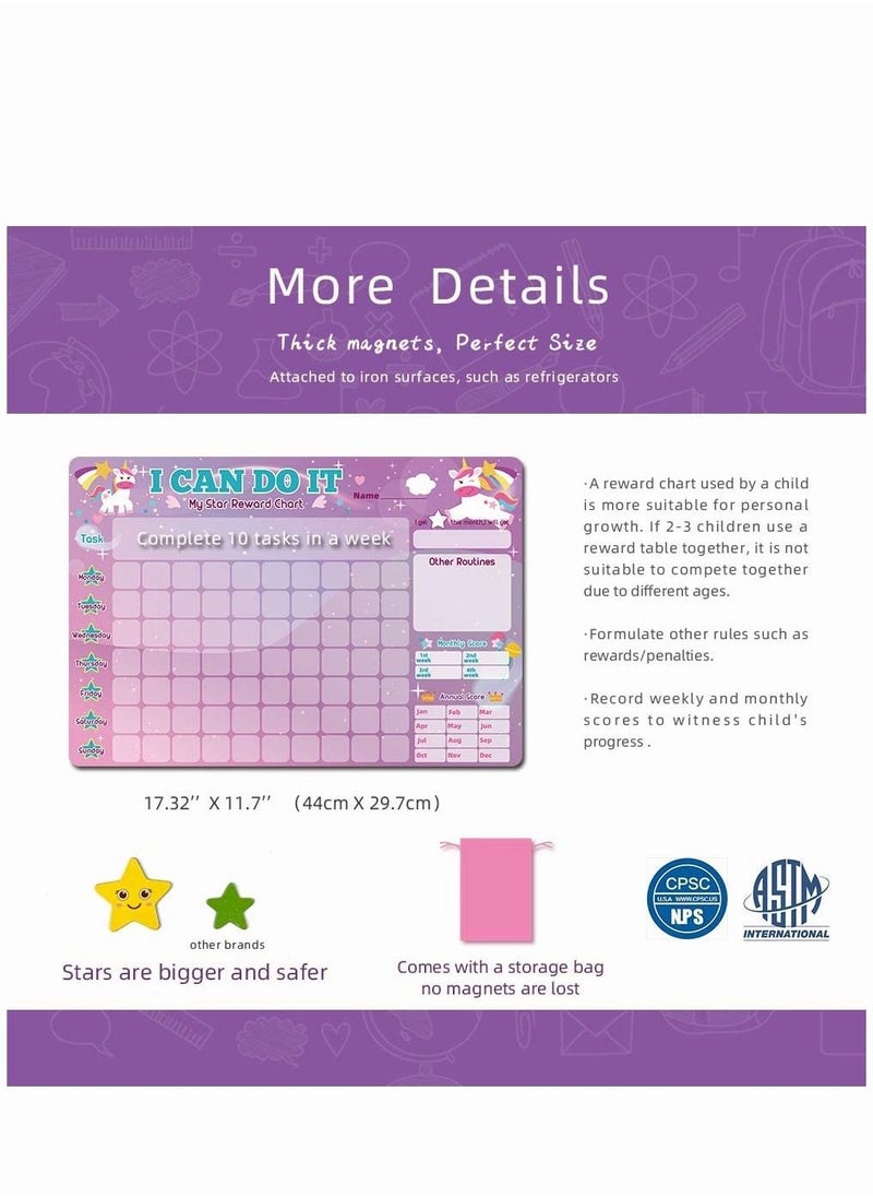 PYEBE - Magnetic Star Reward Chart for Kids Magnetic Chore Chart for Refrigerator  17.32‘’x11.7‘’ for Wall or Refrigerator Good Behavior Charts - Image 1