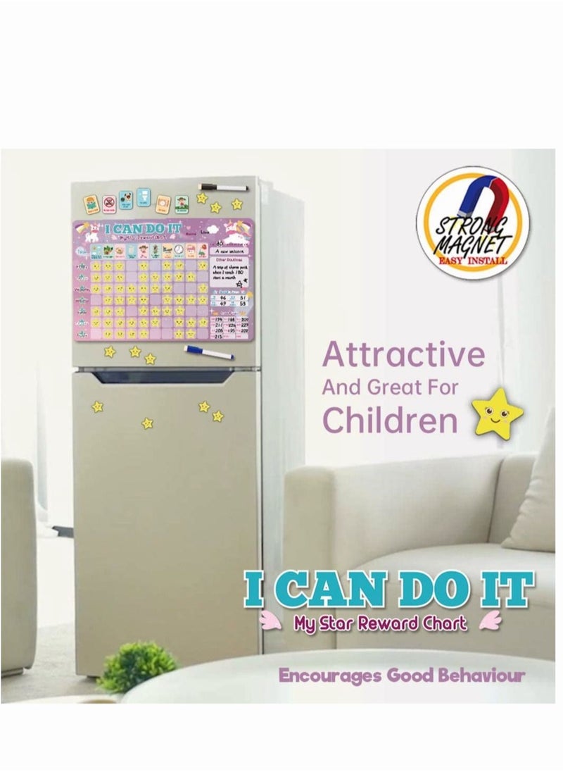 PYEBE - Magnetic Star Reward Chart for Kids Magnetic Chore Chart for Refrigerator  17.32‘’x11.7‘’ for Wall or Refrigerator Good Behavior Charts - Image 1