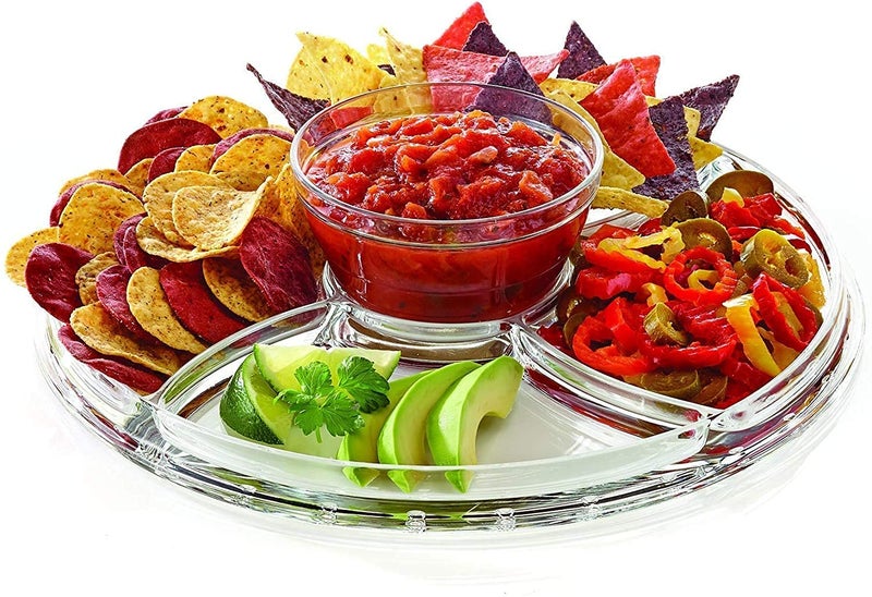 LOMESH Clear Plastic 6-in-1 Cake Stand Cake Plate with Dome Cover Multi-Function Serving Platter, Salad & Punch Bowl Cake Holder Desert Keeper Nachos,Salsa Plate - 31 x 16.5 x 31cm - Image 3