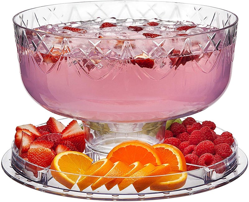 LOMESH Clear Plastic 6-in-1 Cake Stand Cake Plate with Dome Cover Multi-Function Serving Platter, Salad & Punch Bowl Cake Holder Desert Keeper Nachos,Salsa Plate - 31 x 16.5 x 31cm - Image 2