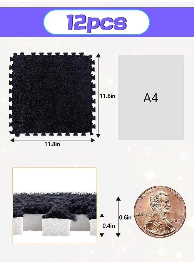 Optico Thickened Plush Interlocking Floor Mat Fluffy Square Tiles Soft Anti-Slip Puzzle Area Rug Playmat for Room Baby Play Mat Floor Tiles Soft Climbing Area Rugs for Home Playroom Decor  - Image 3