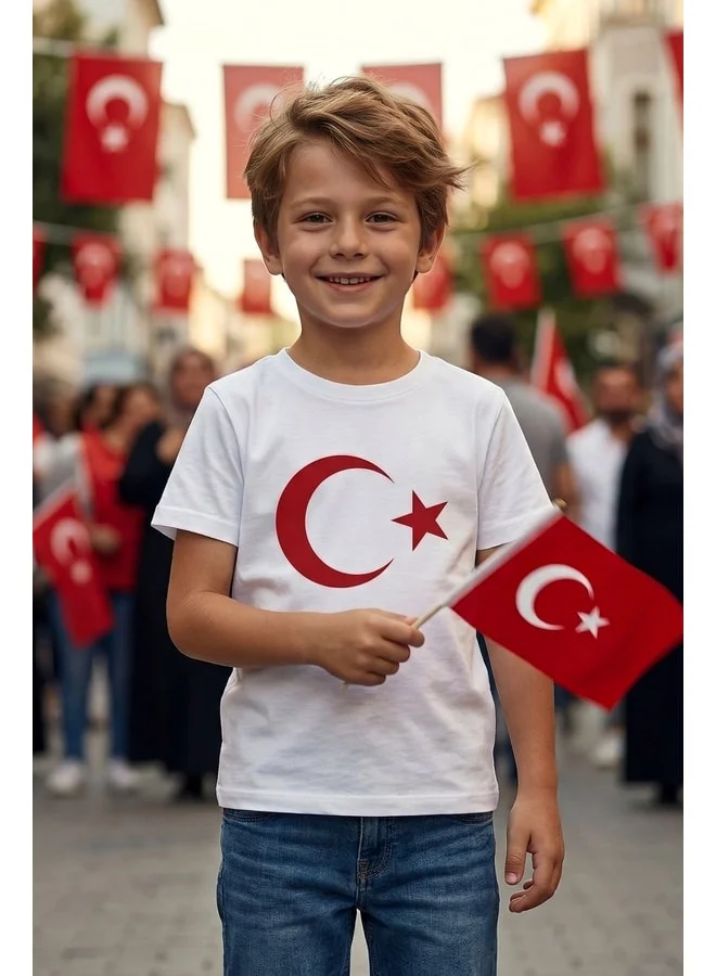 زوزونگا قميص أبيض مطبوع بعلم تركيا.