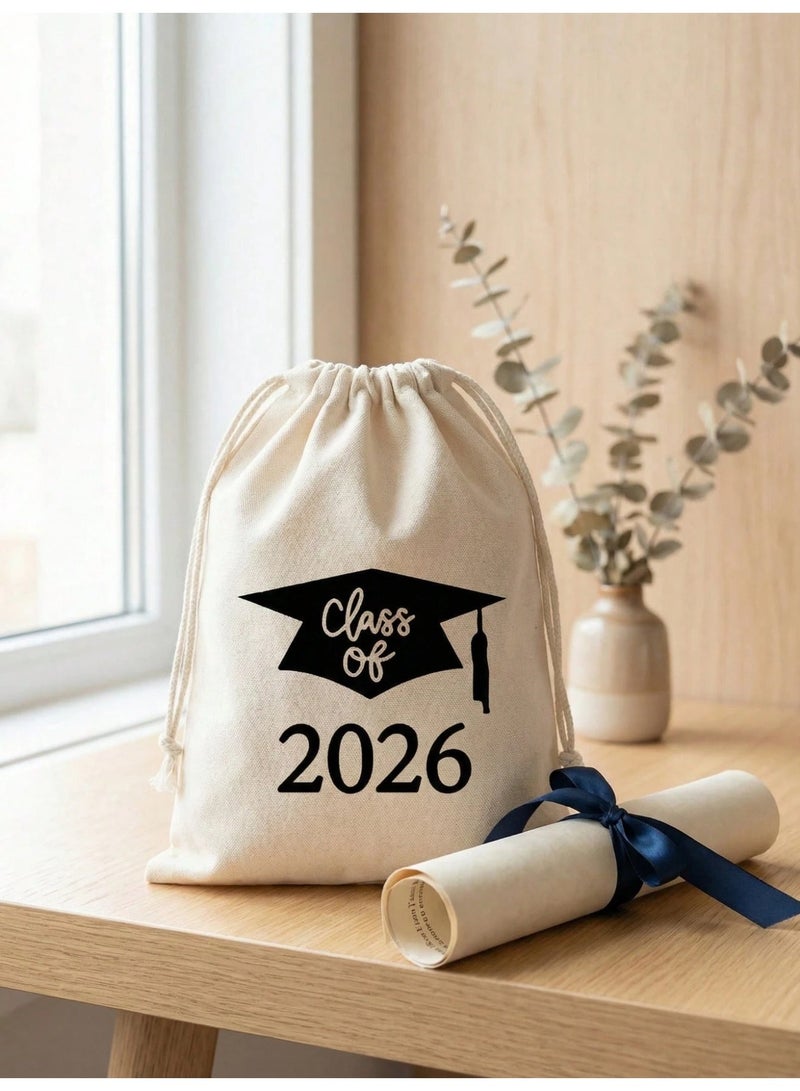 Graduation Fabric Gift Drawstring Bags-10 Pcs – Class of 2026 Design, Small Favor Bags for Gifts & Giveaways – Graduation Party Decorations - Image 3