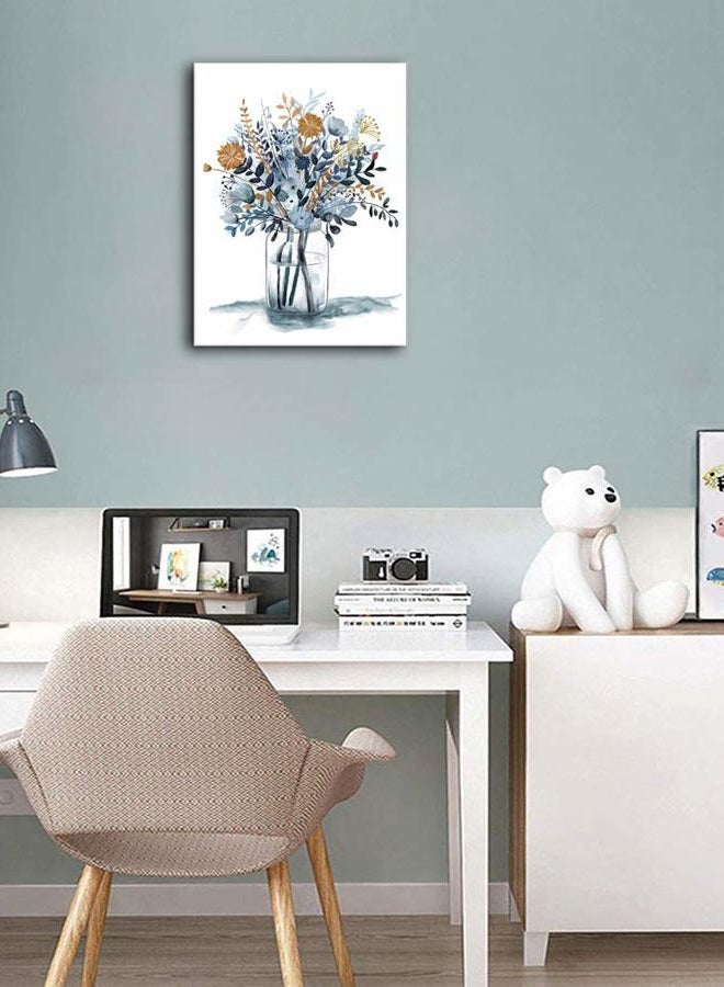 tigeridge Navy Blue Flowers Canvas Wall Art Bedroom Wall Decor Bouquet Canvas Pictures Watercolor Artwork for Living Room Bathroom Home Office Decoration Indigo Floral Canvas Prints 12 x 16in - Image 3