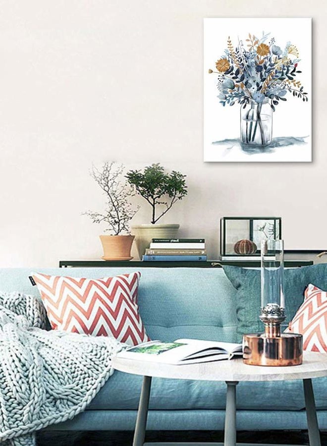 tigeridge Navy Blue Flowers Canvas Wall Art Bedroom Wall Decor Bouquet Canvas Pictures Watercolor Artwork for Living Room Bathroom Home Office Decoration Indigo Floral Canvas Prints 12 x 16in - Image 2