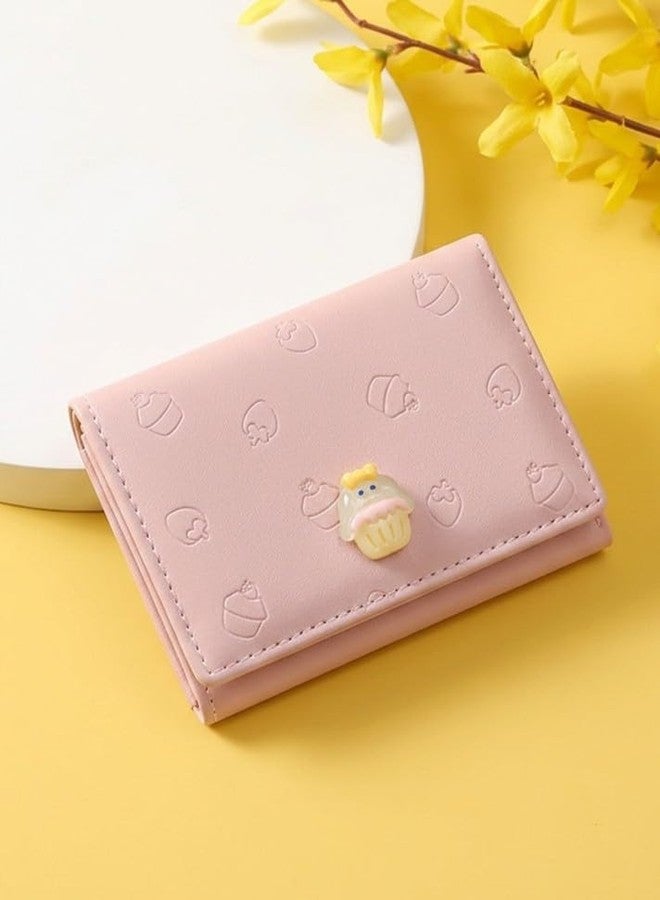 LacyLook Cute Small Trifold Wallets for Teen Girl Women PU Leather Trifold Small Wallet Cash Pocket 3D Art Design Coin Purse Holder with ID Window for Girls Women (Pink) - Image 3