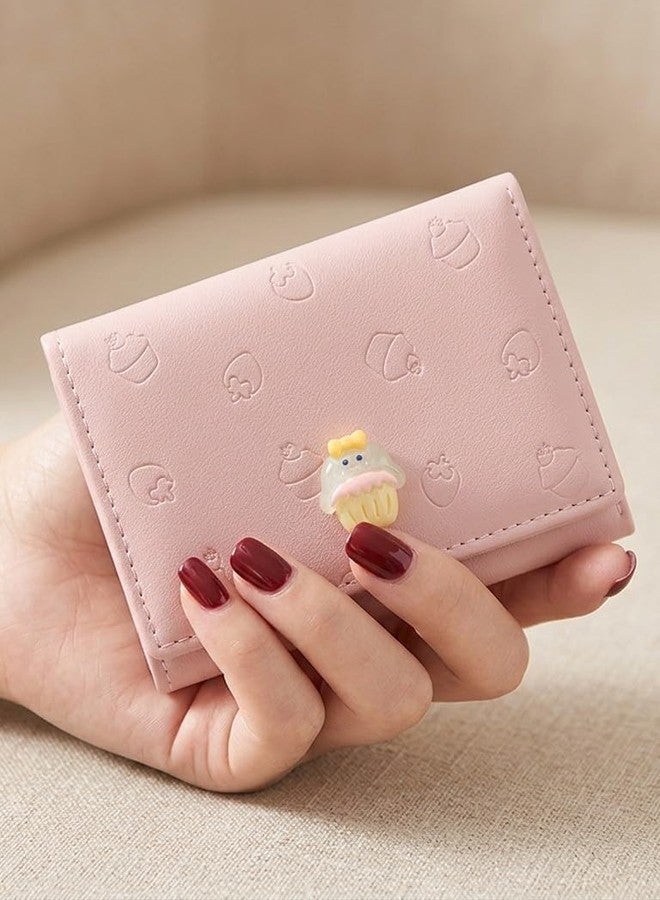 LacyLook Cute Small Trifold Wallets for Teen Girl Women PU Leather Trifold Small Wallet Cash Pocket 3D Art Design Coin Purse Holder with ID Window for Girls Women (Pink) - Image 5