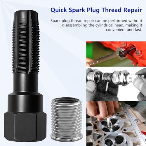 ZKTOOL 14mm Cylinder Head Rethreaded Kit, Spark Plug Thread Repair Kit,14mm Reamer Cylinder Thread Repair Tool,Spark Plug Rethreader Kit,4 Thread Insert. M14 x 1.25 - Image 3