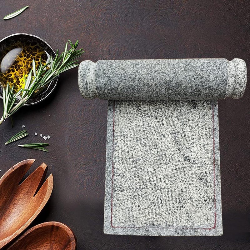 EZAHK EZAHK Stone Ammikallu Mortar and pestleSIL Batta Natural Home Decor Traditional Hand Grinder Gift Pooja 12 x 8 inch  - Image 2