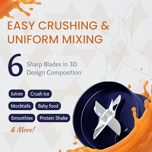 Goodscity Blender For Smoothie And Juices | Portable Hand Blender For Kitchen &Gym | Usb Rechargeable Fruit Juicer | 6 Sharp SS Blade | 400 Ml Food Grade Jar | Long Battery |1 Yr Warranty| GC141 - Image 3