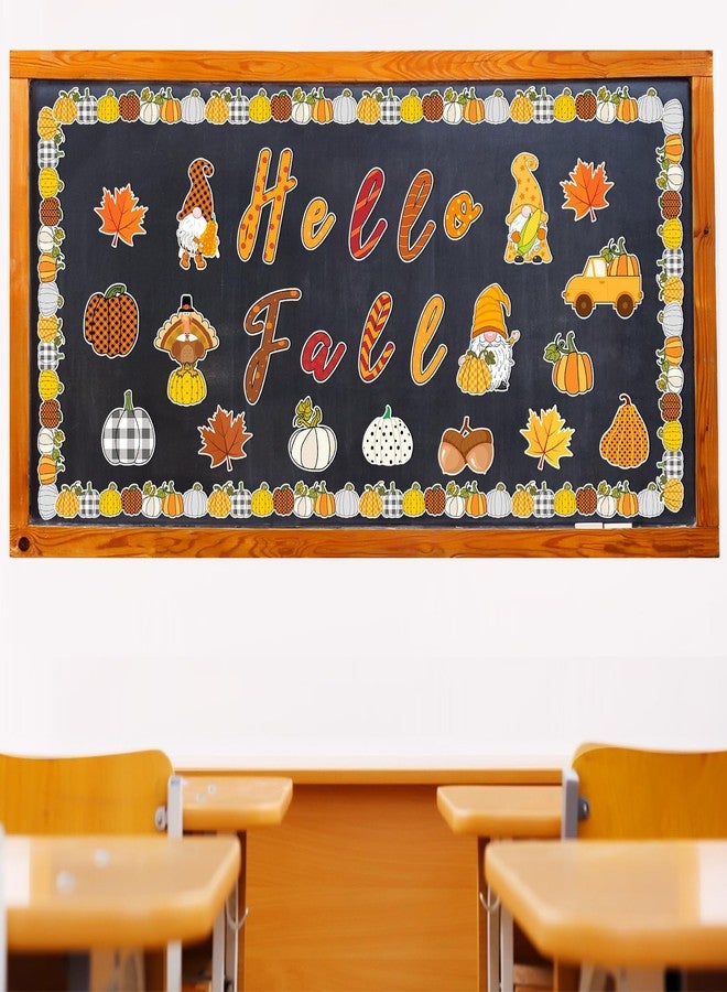 Faccito 70 Pcs Thanksgiving Bulletin Board Decorations Set Hello Fall Cutouts with Autumn Gnome Pumpkin Borders Trim Thanksgiving Classroom Decor for Home School Office Supplies - Image 5
