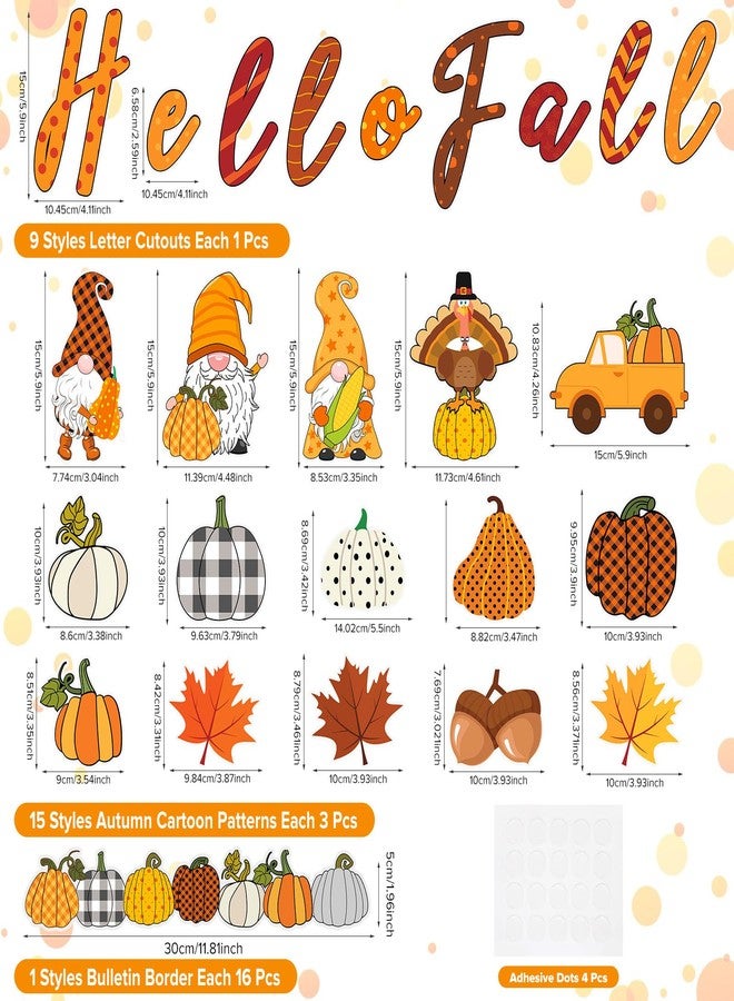 Faccito 70 Pcs Thanksgiving Bulletin Board Decorations Set Hello Fall Cutouts with Autumn Gnome Pumpkin Borders Trim Thanksgiving Classroom Decor for Home School Office Supplies - Image 2