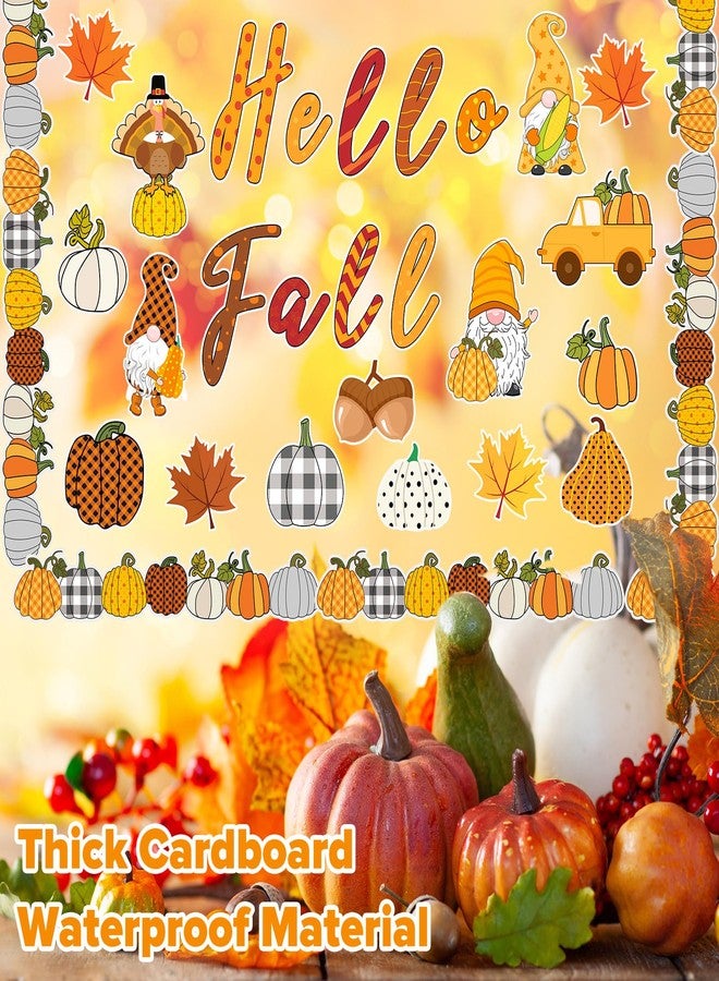 Faccito 70 Pcs Thanksgiving Bulletin Board Decorations Set Hello Fall Cutouts with Autumn Gnome Pumpkin Borders Trim Thanksgiving Classroom Decor for Home School Office Supplies - Image 4
