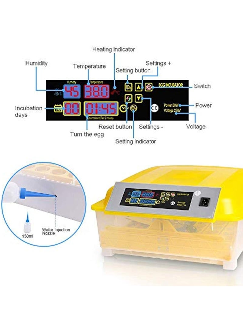 Arabest 48 Egg Incubator, Automatic Turning Digital Chicken Egg Hatcher, Temperature and Humidity Control with Digital Display for Hatching Chickens Ducks Goose and etc - Image 3