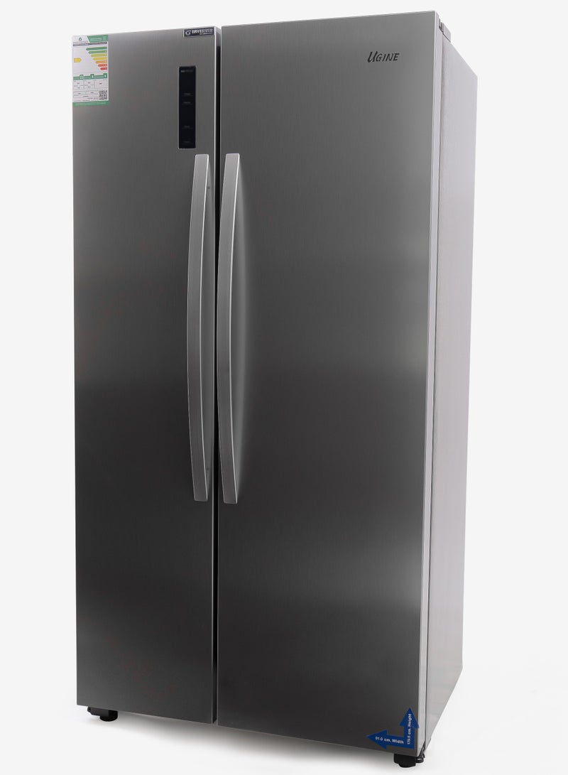 Ugine Refrigerator & Freezer, Side By Side, 637 L, 22.4 Cu.Ft, Steel - URKSBS637 - Image 2
