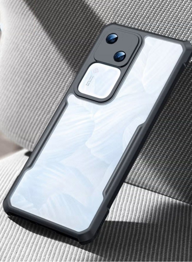 vivo V30 5G Case Cover, Ultra-Thin Lightweight Cover Soft TPU Bumper + Acrylic Clear Back Mobile Phone Case Cover Black - Image 2