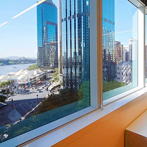 WISDOM One Way Mirror Window Film Daytime Privacy, Sun Blocking Heat Control Anti UV Reflective Film Static Cling Window Tint for Home Office Living Room (Silver Blue Window Film, 20" x 120) - Image 1