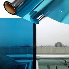 WISDOM One Way Mirror Window Film Daytime Privacy, Sun Blocking Heat Control Anti UV Reflective Film Static Cling Window Tint for Home Office Living Room (Silver Blue Window Film, 20" x 120) - Image 2