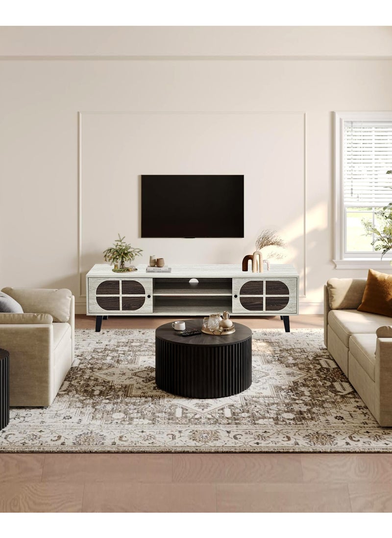 Living - طاولة تلفزيون ماليزية مع رف، طلاء أكريليك 160*40*45 سم. - Image 1