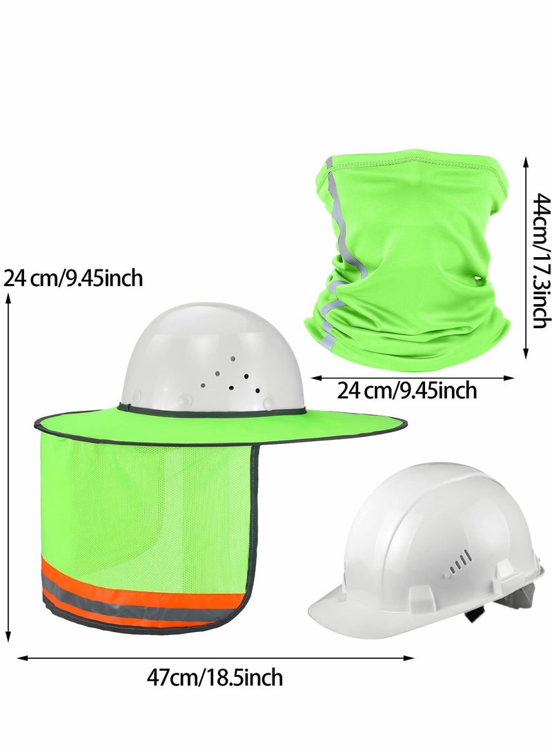 Hard Hat Sun Shade, High Visibility Visor Neck Shade with Reflective Strip, Accessories, Full Brim, Manu0026 Woman (Hard Not Included), Green - Image 3