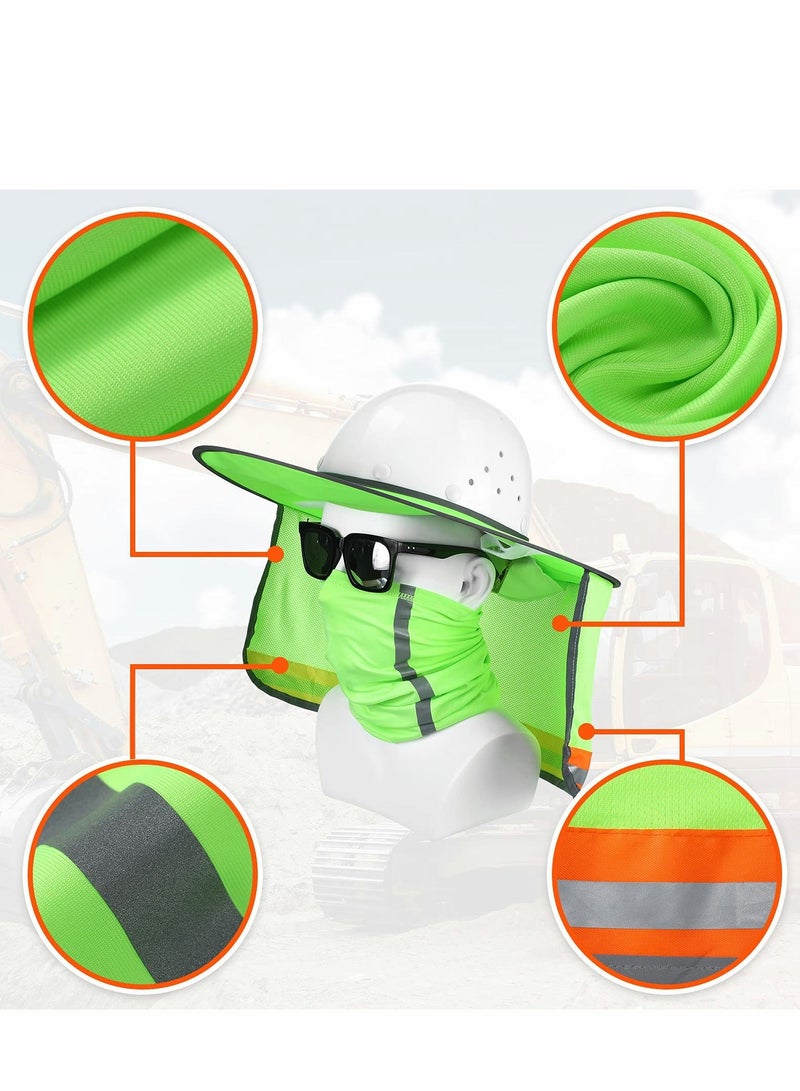 Hard Hat Sun Shade, High Visibility Visor Neck Shade with Reflective Strip, Accessories, Full Brim, Manu0026 Woman (Hard Not Included), Green - Image 2