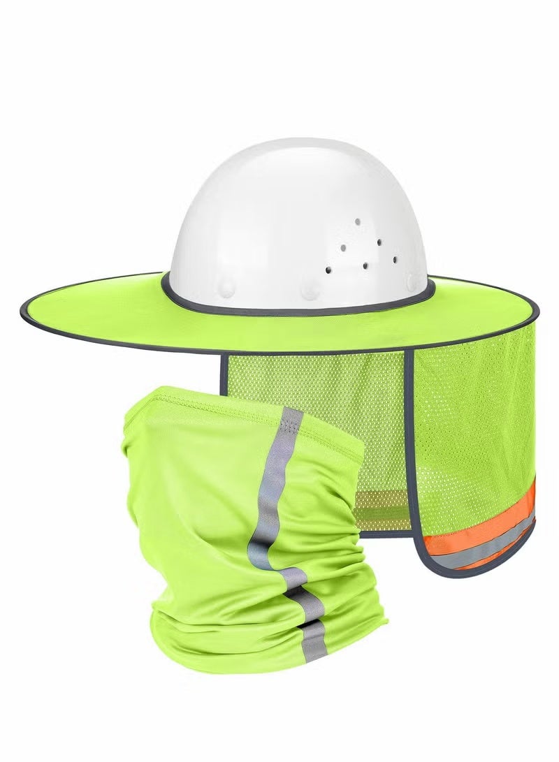 Hard Hat Sun Shade, High Visibility Visor Neck Shade with Reflective Strip, Accessories, Full Brim, Manu0026 Woman (Hard Not Included), Green - Image 1
