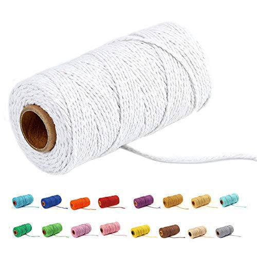 flipped 109 Yards15mm35 Colors Optional 109 DIY Macrame Cord Craft Macram Cotton Baker Twine Craft Making Knitting Cord Rope DIY Wedding Decor Supply Christmas Wrapping String Rope White