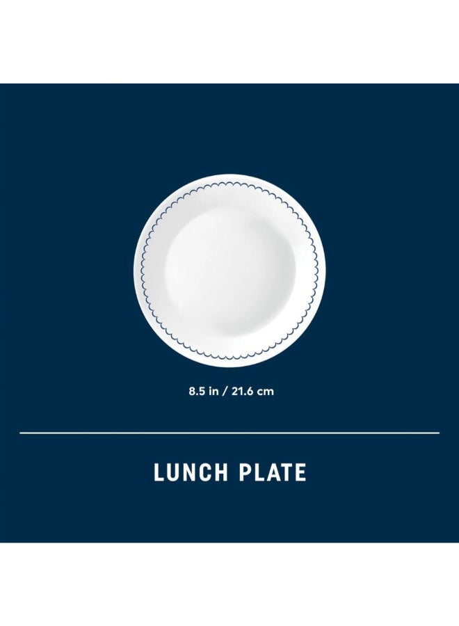 DANUBE HOME Corelle Caspin 8.5 Inch Luncheon Plate - White with Blue Trim - Image 5