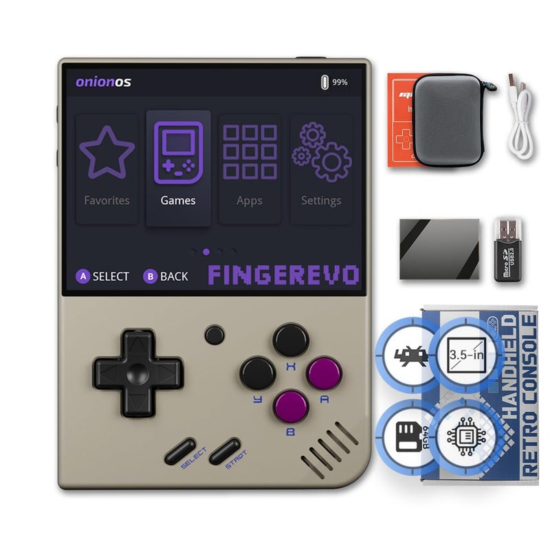 FINGEREVO Miyoo Mini Plus OnionOS Handheld Game Console 35inch 640480 Screen 3000mAh Miyoomini with Portable Case Retro Gray - Image 2