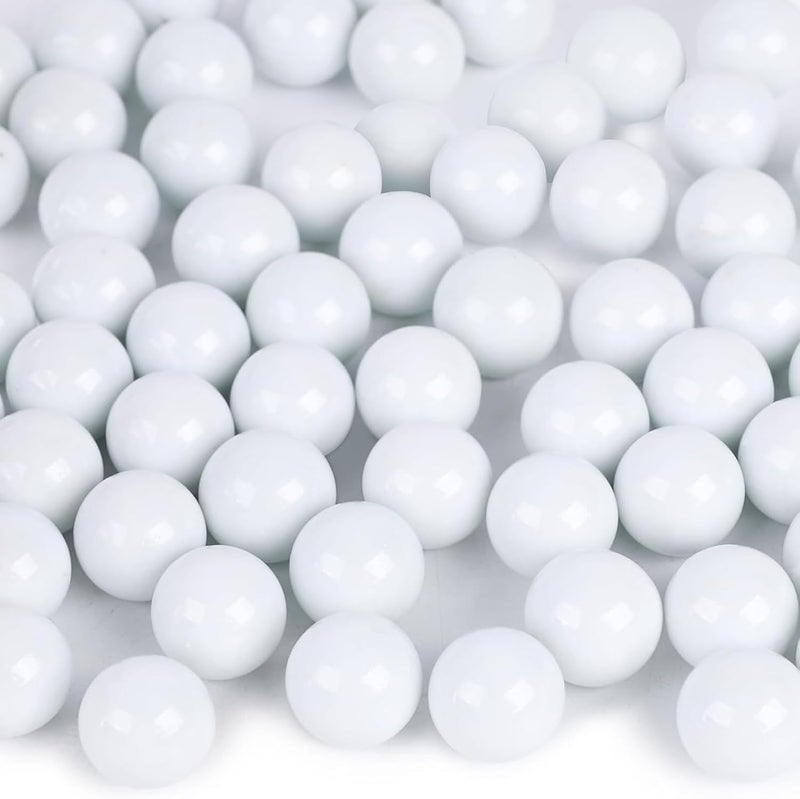 DomeStar 1LB Glass Marbles Bulk, 0.63 Inch White Glass Beads Marbles for Vases Home Decor - Image 1