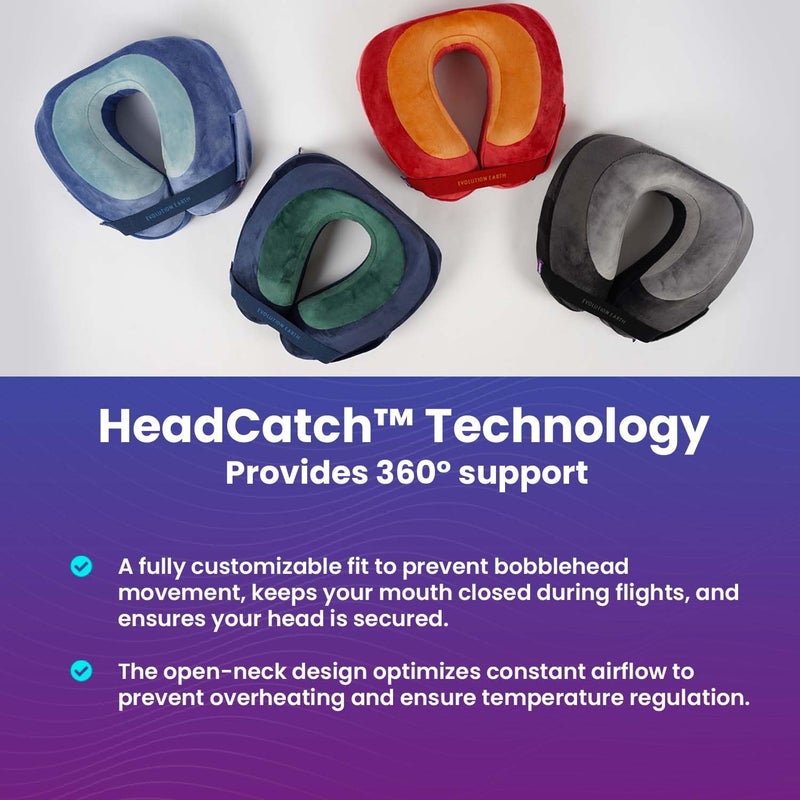 Cabeau Best Neck Pillow for Travel â€“ Evolution Earth Deluxe â€“ 360Â° Head, Neck and Chin Support for Sleeping â€“ Sustainable Memory Foam - Removable, Washable Cover with Compact Carrying Case (Terra) - Image 3