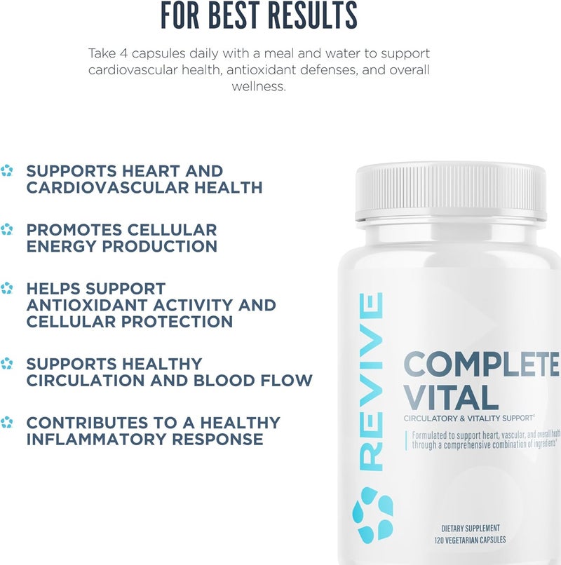Revive MD Supplements  Support Complete Vital 120 Vegetarian Capsules  NAC  CoQ10 Supplement Supports Health  Antioxidant Activity - Image 4