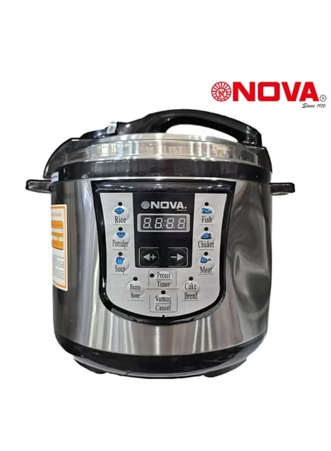 NRC-963P6 Electric Pressure Cooker 6L 1000W High Power Multi Cooker with One-Touch Programs Energy Efficient Fast Cooking Non-Stick Inner Pot for Rice Stews Meat Beans Family Size Kitchen Appliance