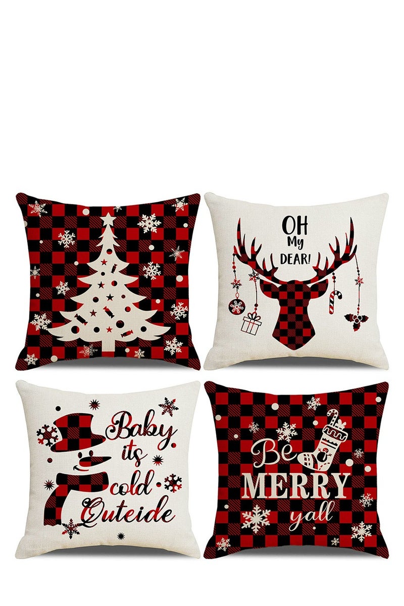 Y&D 4-Piece Christmas Pillow Case Cover Cushion For Home Decor 45x45cm - Image 1