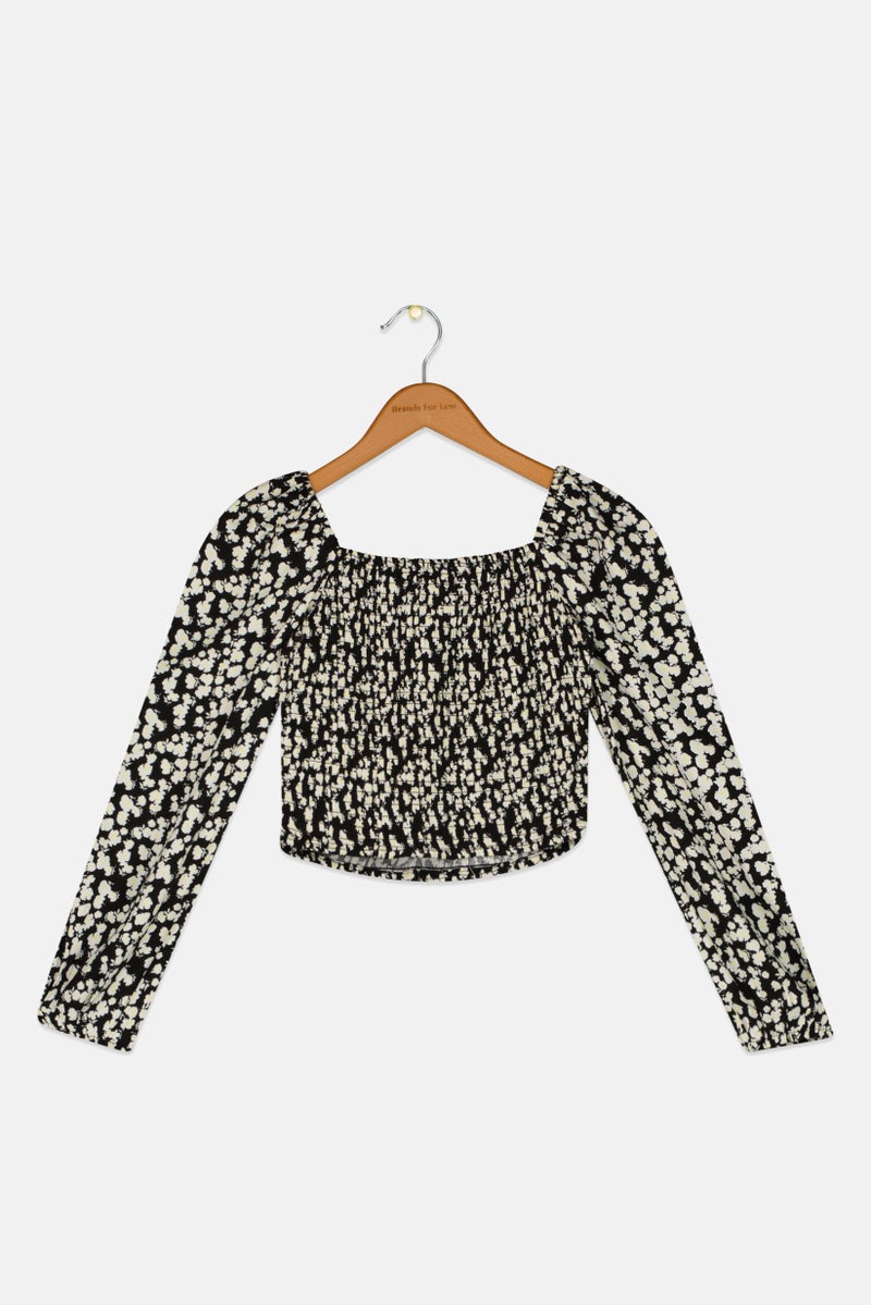 Pepe Jeans Kids Girl Allover Print Long Sleeves Blouse, Black  - Image 1