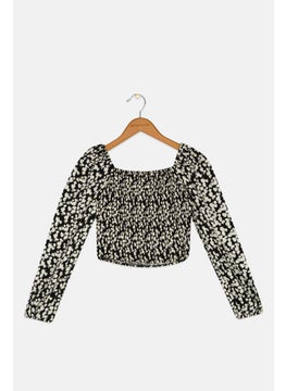Pepe Jeans Kids Girl Allover Print Long Sleeves Blouse, Black  - Image 2