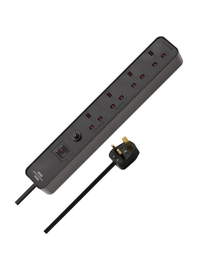 Brennenstuhl Ecolor 4-Way Power Strip with Safety Fuse Button Black 3 m 1153243300 - Image 1