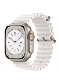 Ocean Silicon Rubber Watch Band Strap for Apple Watch Ultra 49mm/45mm/44mm/42mm Ocean White