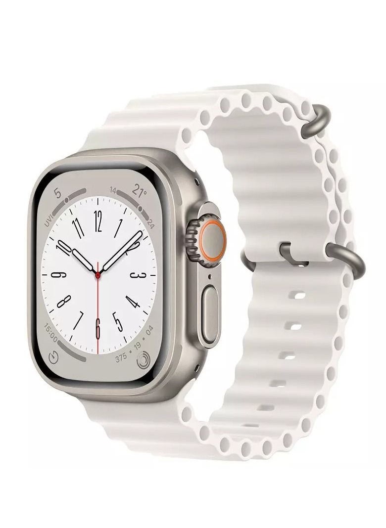 IAF - Ocean Silicon Rubber Watch Band Strap for Apple Watch Ultra 49mm/45mm/44mm/42mm Ocean White - Image 1