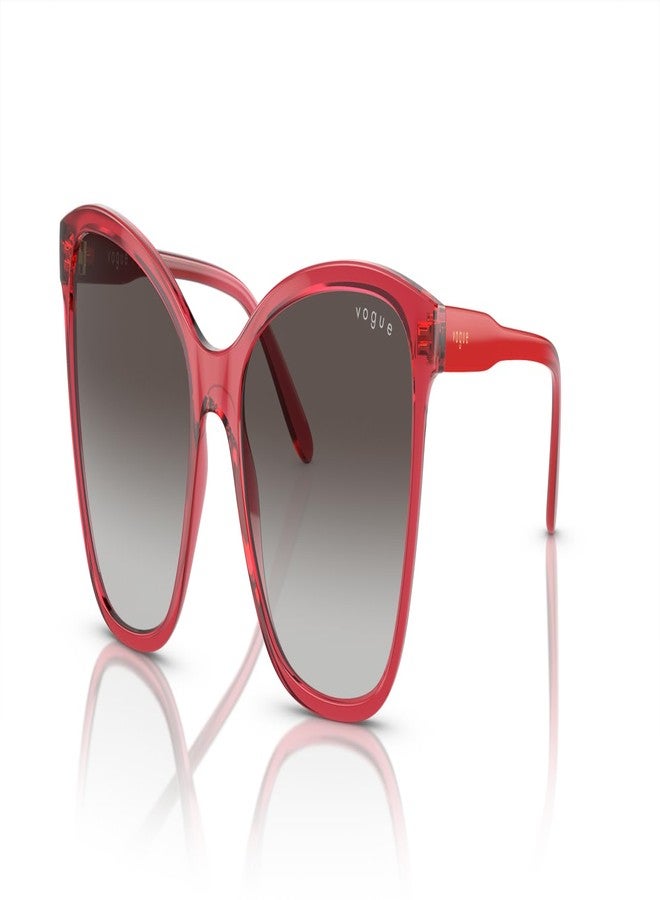 Vogue Eyewear Women's VO5520SF Low Bridge Fit Butterfly Sunglasses, Transparent Red/Grey Gradient, 56 mm - Image 2