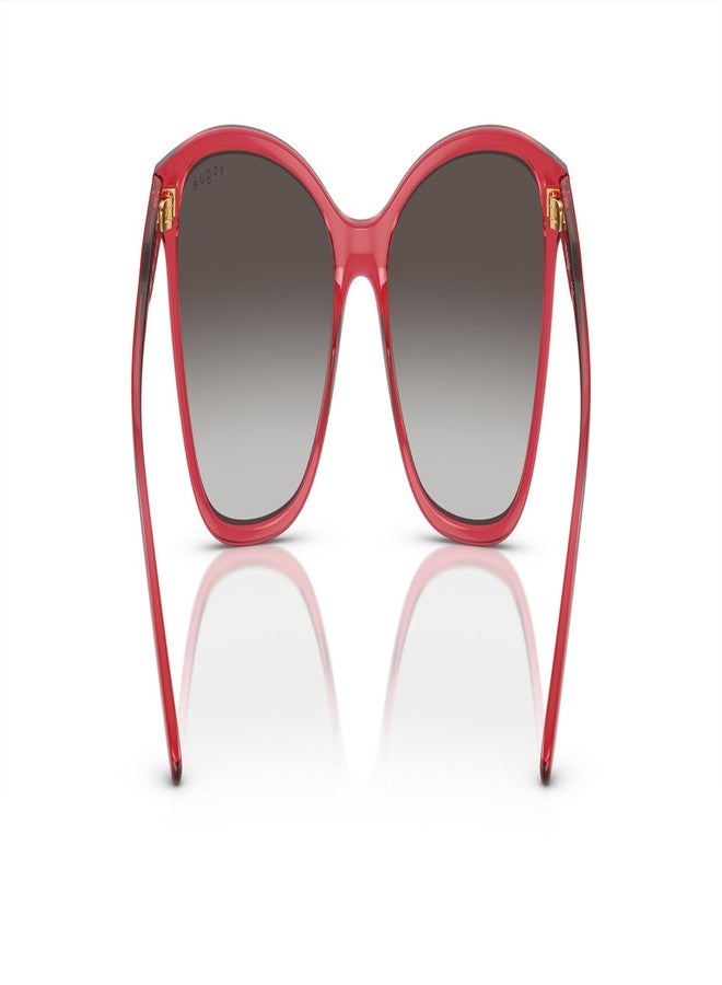 Vogue Eyewear Women's VO5520SF Low Bridge Fit Butterfly Sunglasses, Transparent Red/Grey Gradient, 56 mm - Image 4