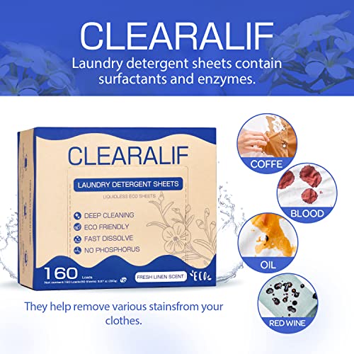 CLEARALIF Laundry Detergent Sheets Up to 160 Loads, Fresh Linen - Great For Travel,Apartments, Dorms,Laundry Detergent Strips Eco Friendly & Hypoallergenic - Image 2