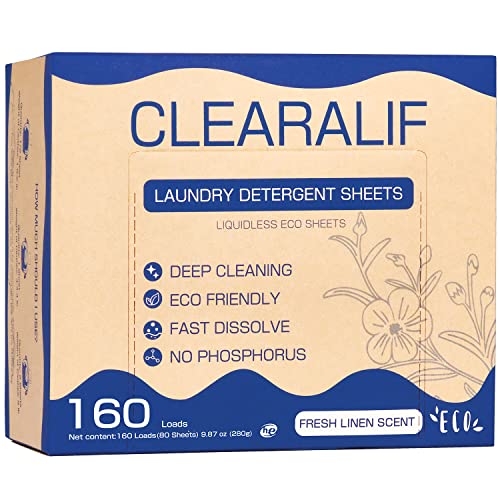 CLEARALIF Laundry Detergent Sheets Up to 160 Loads, Fresh Linen - Great For Travel,Apartments, Dorms,Laundry Detergent Strips Eco Friendly & Hypoallergenic - Image 1