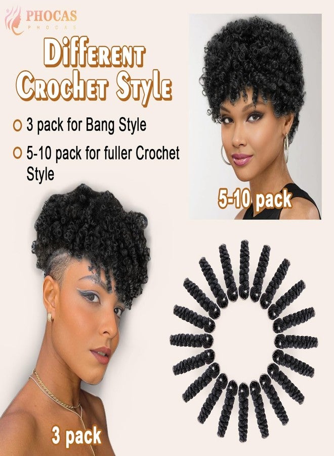 PHOCAS 5Packs 10'' Short Crochet Braids Jumpy Wand Curl Crochet Hair for Black Women (Curl,Natural Black) - Image 3