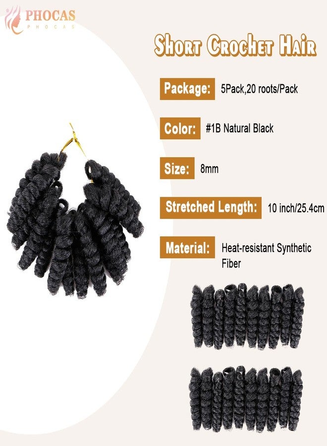 PHOCAS 5Packs 10'' Short Crochet Braids Jumpy Wand Curl Crochet Hair for Black Women (Curl,Natural Black) - Image 2